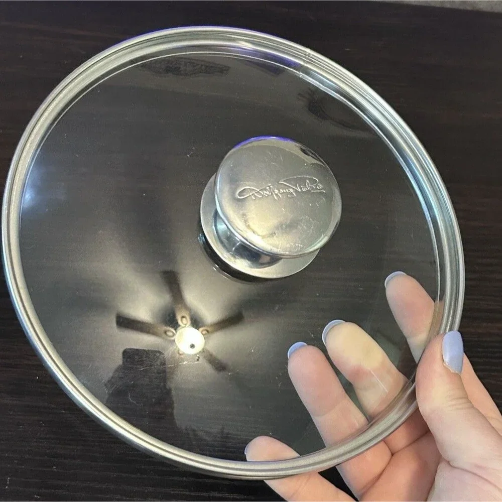 Wolfgang Puck 7.5” Tempered Glass Replacement Lid Only Stainless Steel Rim Knob